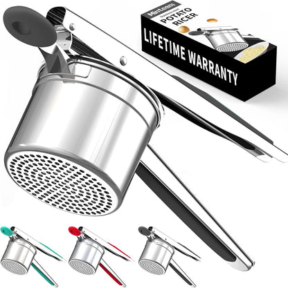 Skiennix 15oz Potato Ricer - Heavy Duty 18/8 Stainless Steel Masher for Baby Food & Spaetzle | Black