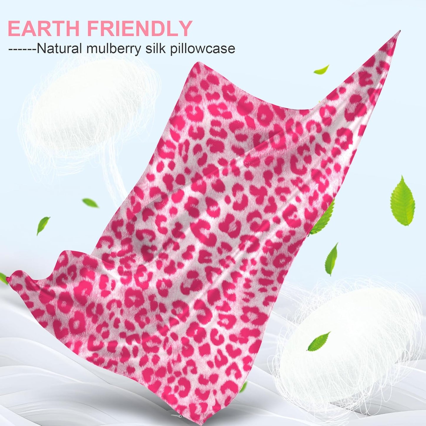 Skiennix Mulberry Silk Pillowcase - King Size, Hidden Zipper, Soft & Breathable | Leopard Pink