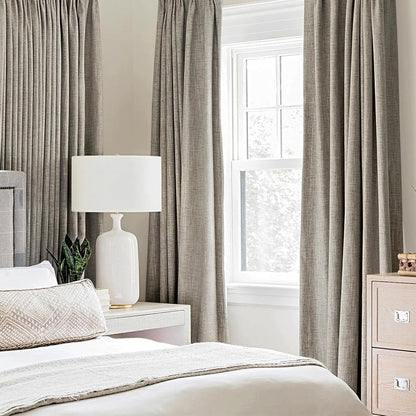 MIULEE Blackout Linen Curtains - 100% Thermal Insulated Grommet Drapes | Greige, 52x84 Inch (2 Panels)