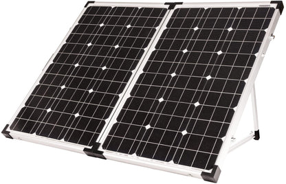 Go Power GP-PSK-130 130W Portable RV Solar Panel Kit - Folding Solar Panels with 10 Amp Controller, Adjustable Legs, Battery Clamps, Nylon Case for Camping, Boat & Off-Grid Use