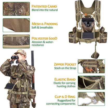 NEW VIEW 80L Hunting Backpack with Waterproof Rain Cover & Hunting Fanny Waist Pack with Chest Pack for Men