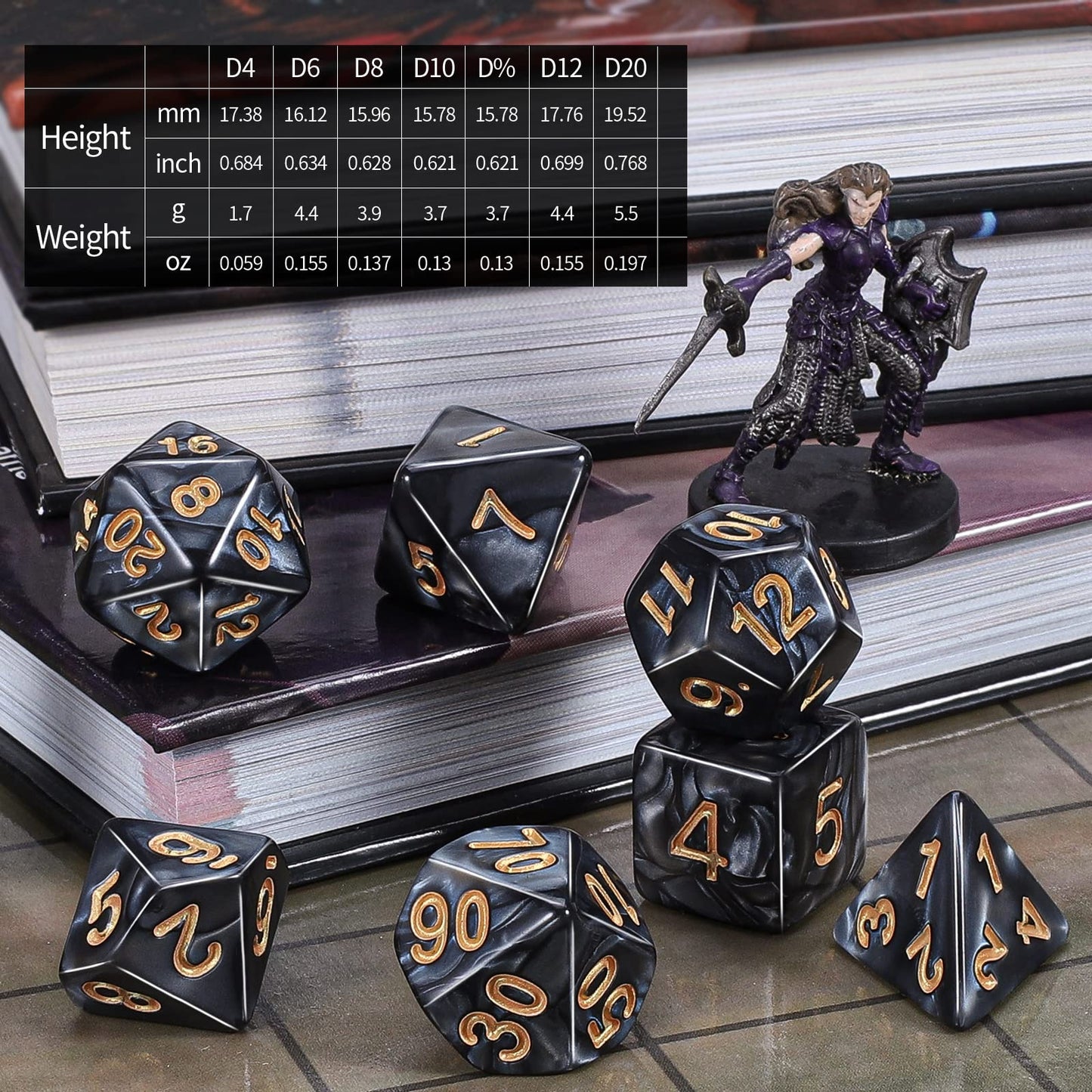 CiaraQ DND Dice Sets - 26 X 7 Polyhedral Dice (182pcs) with a Large Drawstring Bag Great for Dungeons and Dragons, Role Playing Table Game.