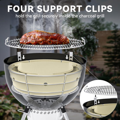onlyfire Stainless Steel Charcoal Ash Basket, Charcoal Firebox Set with Heat Deflector for Weber 22-inch Kettle Charcoal Grills