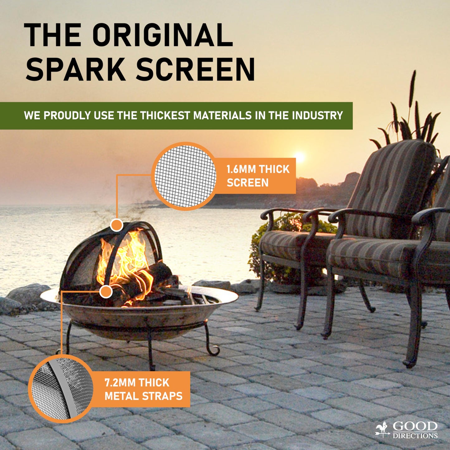 Good Directions Fire Pit Spark Screen Hinged for Easy Access (29 inch)