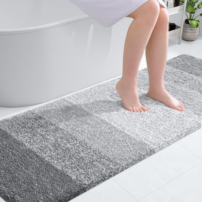 OLANLY Bathroom Runner Rug - Extra Soft Microfiber Mat | Quick-Dry, Washable, 70x24, Light Grey