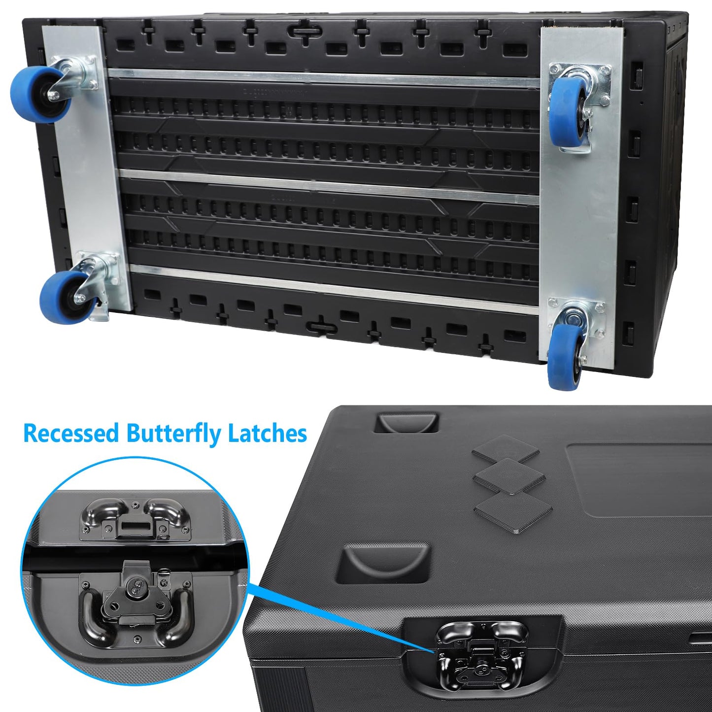 Diandian Utility Cable Trunk Road Case with Wheels, 44" x 22" x 24" Professional Stackable Heavy Duty ATA Rolling Road Case, for Pro Audio & DJ Equipment Storage, Transport for Touring with Casters