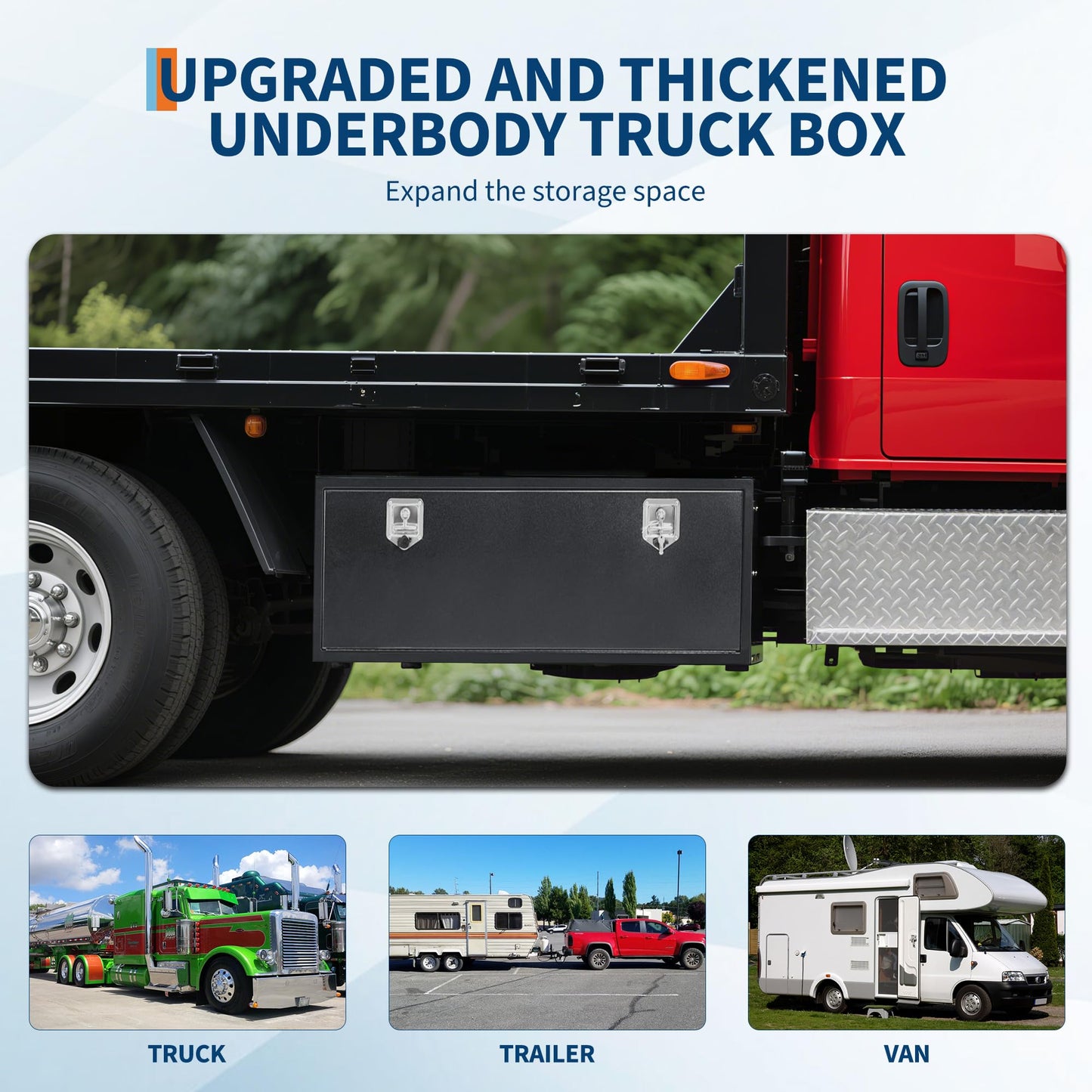 GarveeTech 48 Inch Underbody Truck Tool Box,48"x 16"x 13" Heavy Duty Steel Truck Storage Organizer for Pick Up Truck Bed RV Trailer, Waterproof Tool Box Chest with t-Handle Lock