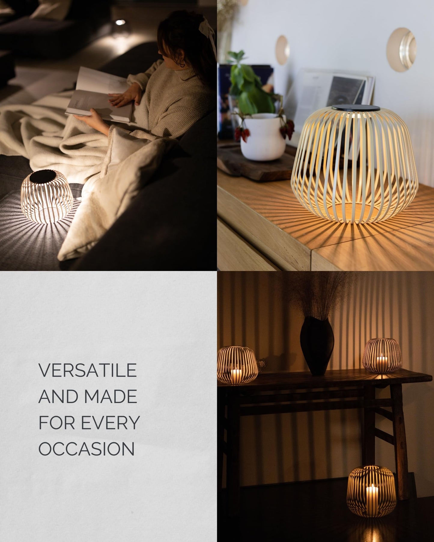 LUUK Studio Solis Wireless Solar LED Ambient Lamp, Warm White, Indoor Outdoor Cordless Lighting, Rust-Resistant, Ideal for Patio, Garden, Bedroom, USB-C Rechargeable, Soft Cozy Style, Sand, Size S