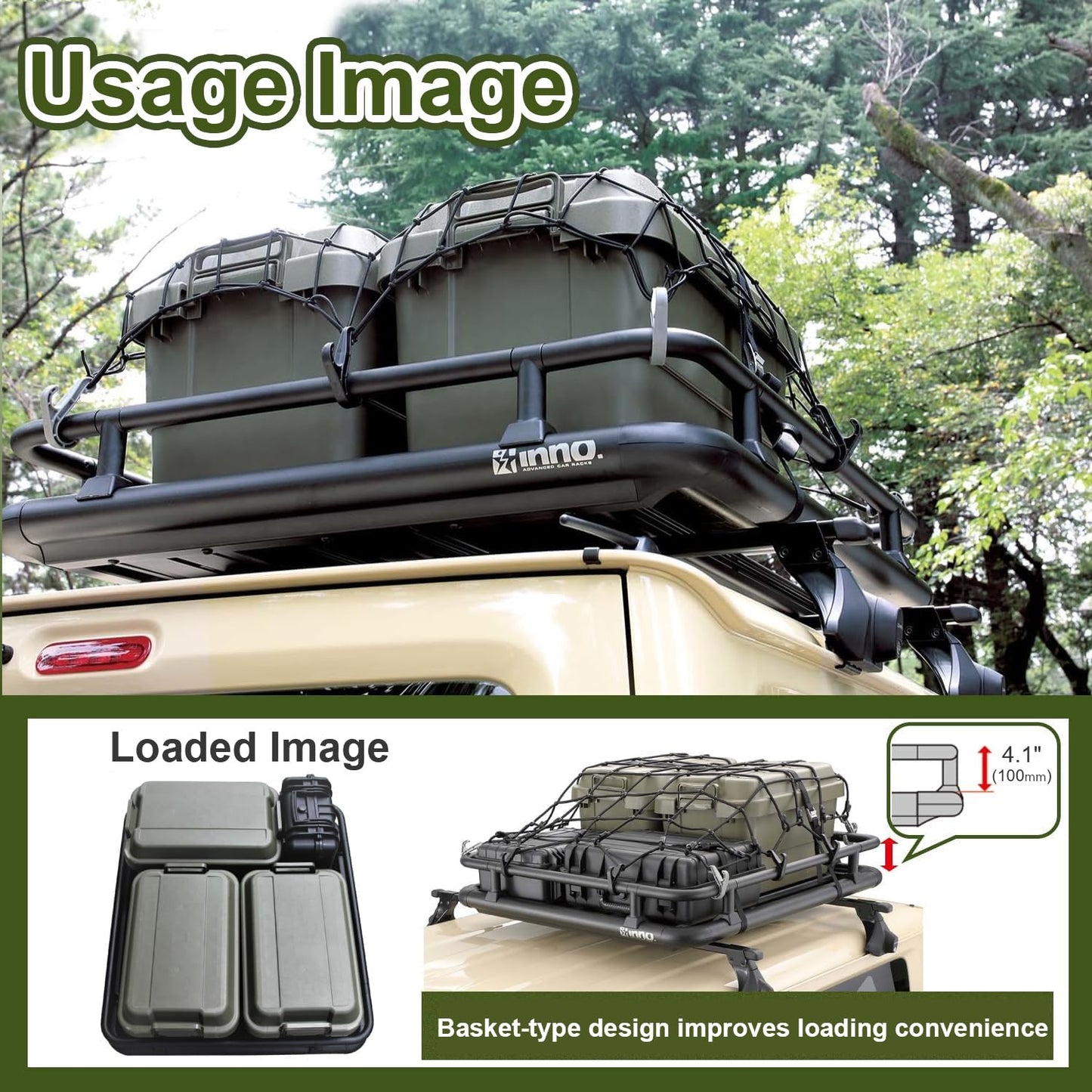 INNO IOP50 Rail Kit for INA510 Roof Deck, Black