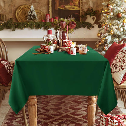 sancua Rectangle Tablecloth - 54 x 120 Inch - Stain and Wrinkle Resistant Washable Polyester Table Cloth, Decorative Fabric Table Cover for Dining Tables, Buffet Parties and Christmas, Hunter Green