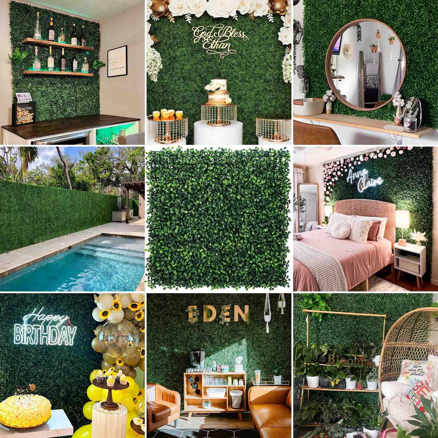 KASZOO 24 Pack 20"x20" Grass Wall Panels - Artificial Boxwood Panels for Greenery Wall Backdrop, Faux Greenery for Indoor Outdoor Decor, Garden Fence, Wedding, Privacy Screen, 66 Sq. Ft. Coverage