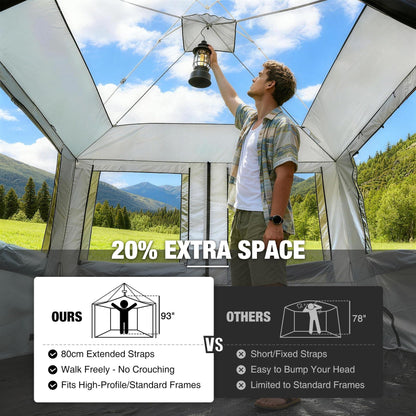 REDCAMP Canopy Camping Tent for Pop Up Canopy, Inner Tent with Mesh Window, Converts Straight Leg 10ft Canopy into Camping Shelter, Fits 4-6 Person, Khaki White(Frame/Shelter NOT Included)