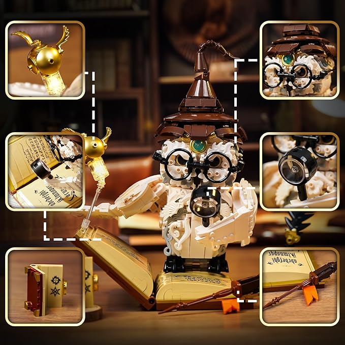 MOC Magic Owl Animal Building Set- Compatible with Lego for Adults Ideas Collectible Bird Model Creative Gifts for Adults