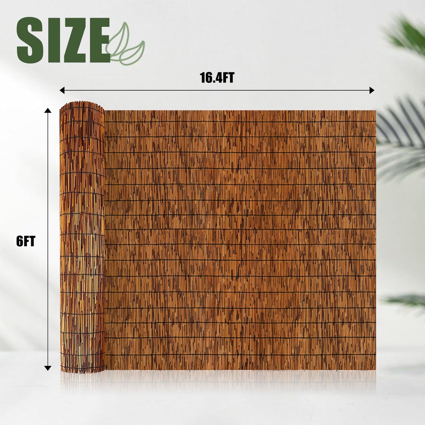 MOOKNAT Natural Reed Fence,6FT X 16.4FT Bamboo Fencing Privacy Reed Screening for Outdoor, Gallery, Restaurant, Hotel, Patio (Brown)