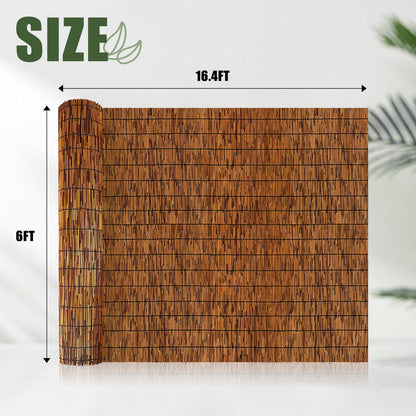 MOOKNAT Natural Reed Fence,6FT X 16.4FT Bamboo Fencing Privacy Reed Screening for Outdoor, Gallery, Restaurant, Hotel, Patio (Brown)