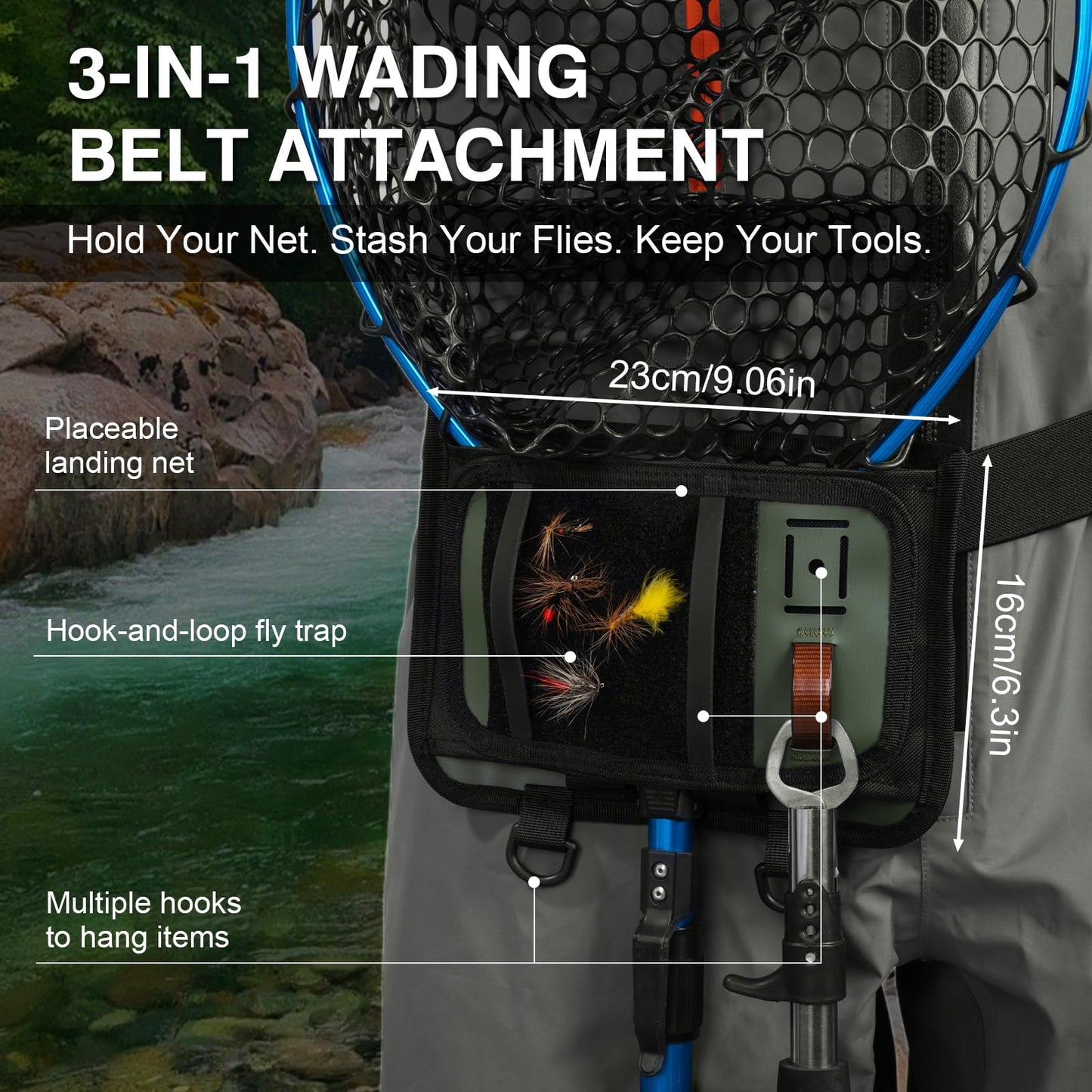 Goture 5-Layer Waterproof Zip Front Stocking Foot Waders, Breathable Fly Fishing Waders for Men Women with Handwarmer, Multiple Storage Pockets, Waist Belt, Fishing Chest Wader for Fishing XL
