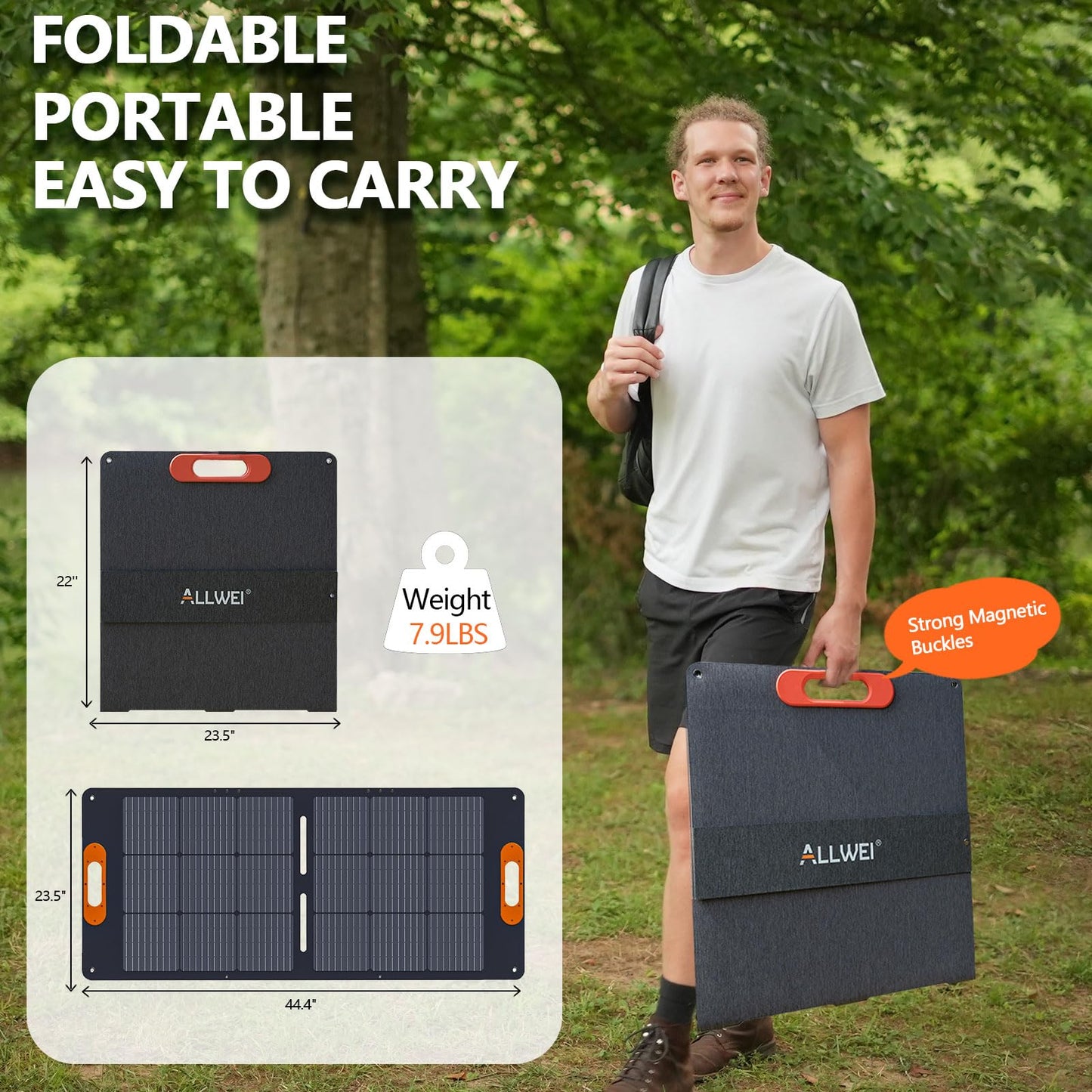 ALLWEI 100W Portable Solar Panel for 300/500 Power Station Solar Generator, 18V Solar Battery Charger with Adjustable Kickstand, Waterproof IP68 for RV Camping Trip Outdoor