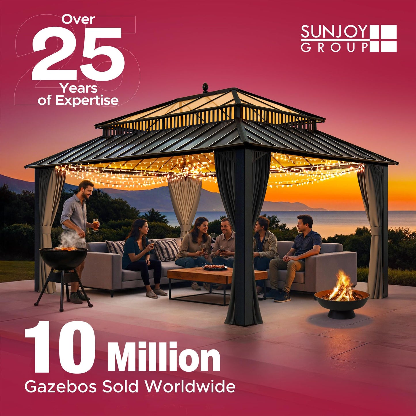 SUNJOY Smokeless Fire Pit with Table Top, 38-Inch Oval Firepit for Outdoor, Stainless Steel Wood Burning Fireplace w/Removable Ash Pan, PVC Cover and Fire Poker, Ideal for Camping, Backyard, Black