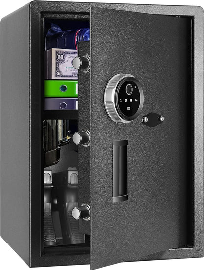 Security Biometric Fingerprint Safe, Steel Lock Box Safe for Home/Office/Hotel, Secure Handgun, Documents, Jewelry, Valuables - 1.8 Cubic Feet Metal Black-13x13.75x19.8inches