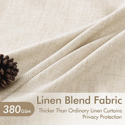 MIULEE Pinch Pleated Linen Curtains - 90-Inch Ivory Cream Semi-Sheer Drapes | 4 Panels for Light Filtering Privacy