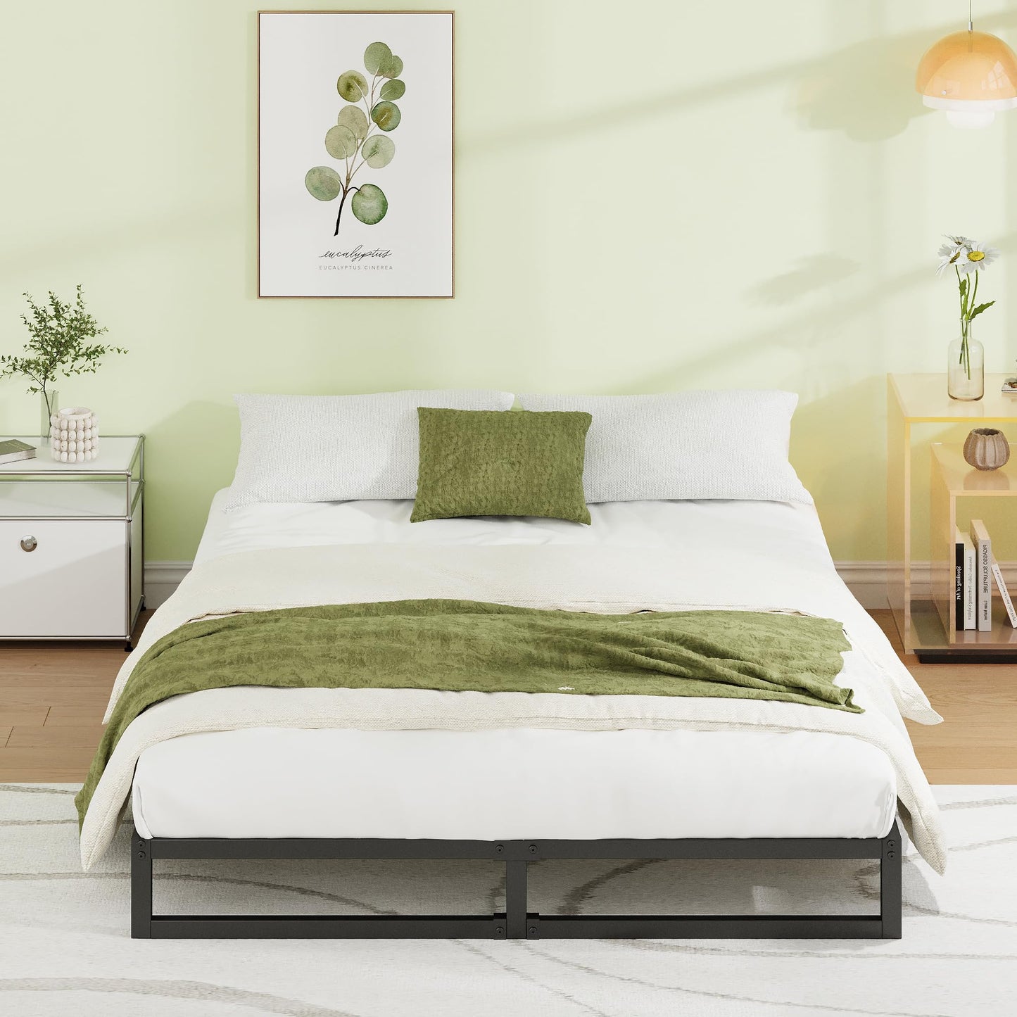 EMODA 7 Inch California King Bed Frames Heavy Duty Metal Cal King Platform with Steel Slats Support, No Box Spring Needed, Noise Free, Black