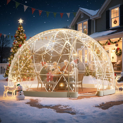 VEVOR Garden Dome Tent, 9.5 x 5.7 ft Outdoor Clear Bubble Tent for 2–4 Person, Weatherproof Geodesic Dome Greenhouse with Window, PVC Transparent