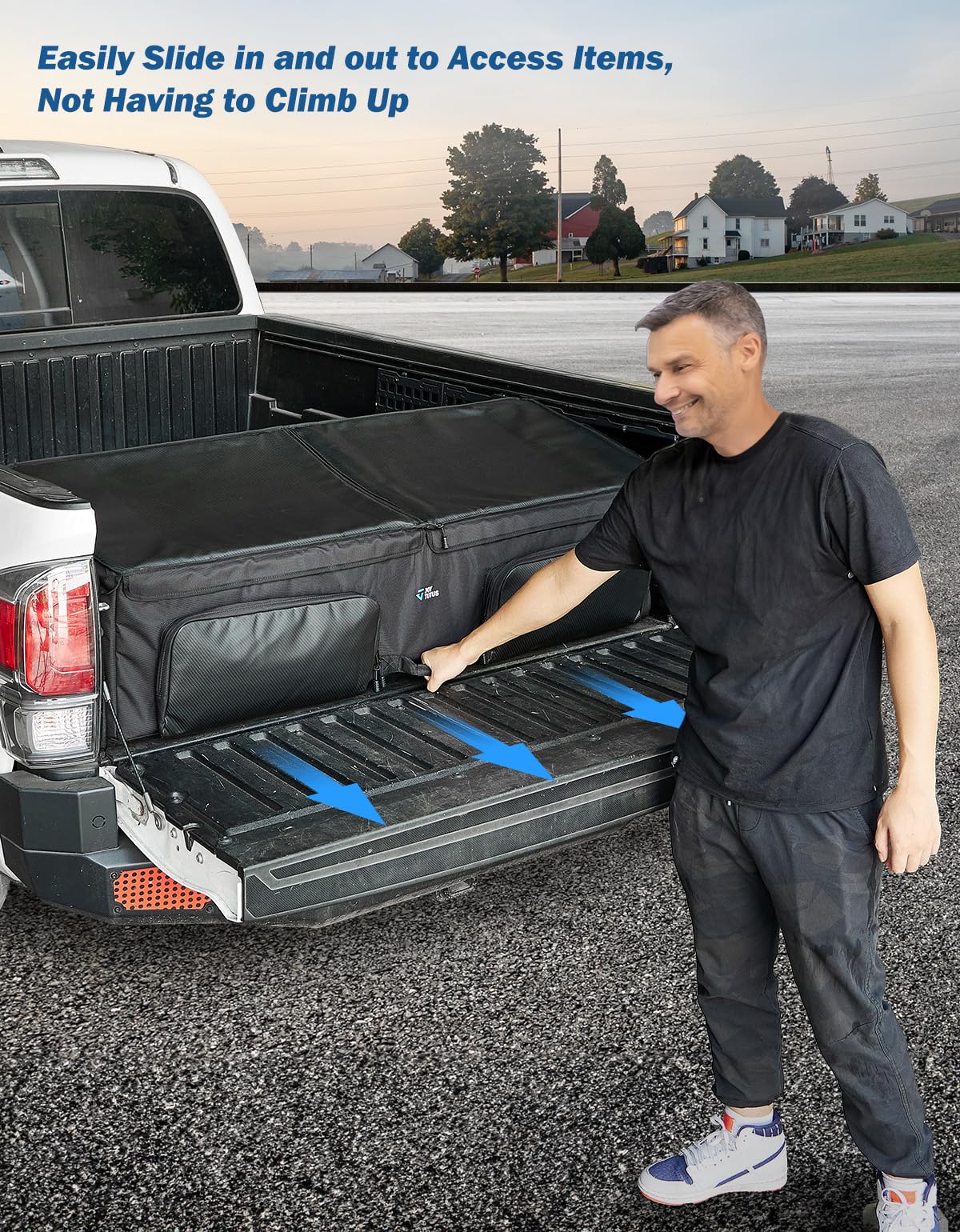 JOYTUTUS Truck Bed Cargo Box Organizer for Pickup, Truck Bed Cargo Bag, Storage Organizer Carrier Accessories for Groceries, Golf, Easily Slide in and Out, Easy Access