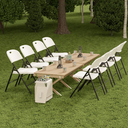 Nazhura 350 Weight Limit Heavy Duty Plastic Folding Chair with Reinfoced Steel Frame for Indoor and Outdoor, Wedding, Party, Restaurant, Meeting Room, Patio and Garden (6, White)