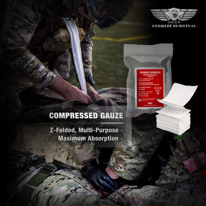 EVERLIT Advanced Trauma Kit, CAT GEN-7 Tourniquet, TCCC Compliant, Mil-Spec Nylon Laser Cut Pouch with 36" Splint, Military Combat Tactical IFAK for Emergency Bleeding Control (Black)