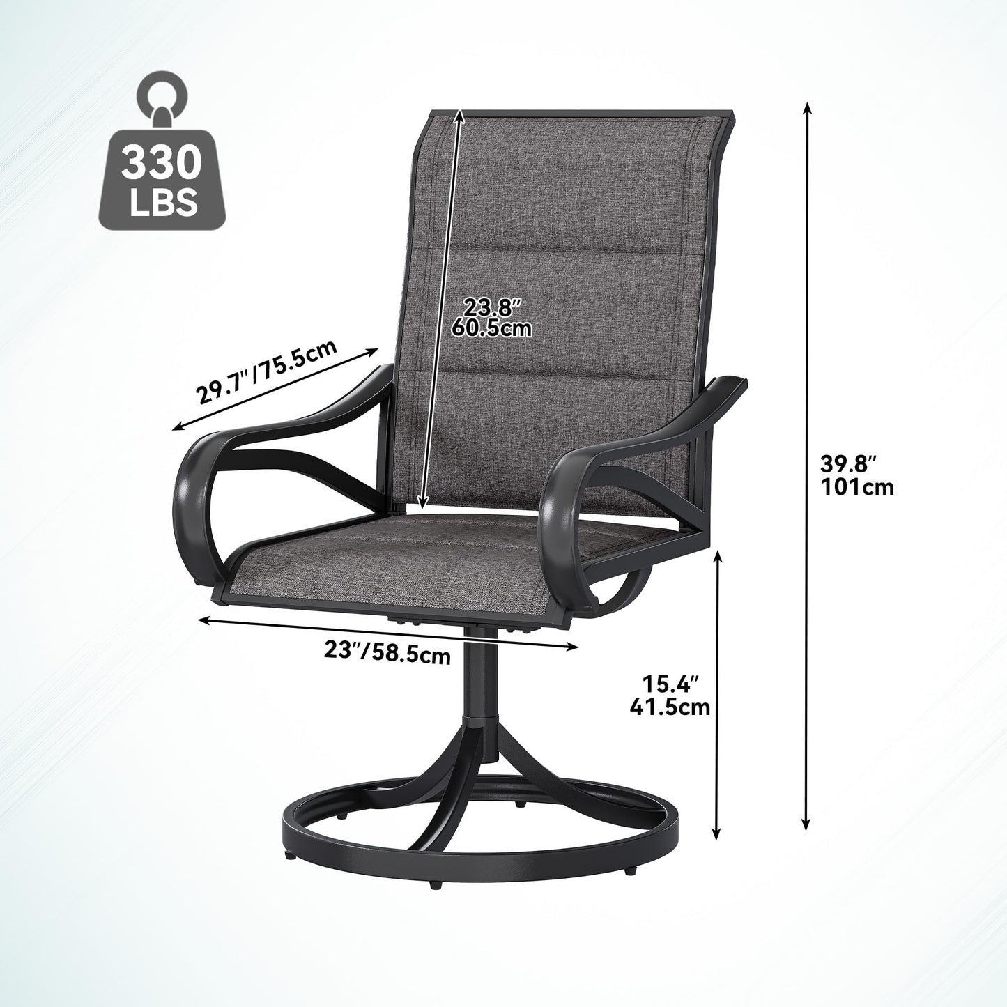 DWVO 4 Set Padded Outdoor Swivel Chairs, Exclusive Swivel Patio Chairs w/Sturdy Metal Frame & Cozy Padded High Back, All Weather Patio Swivel Chairs for Backyard Deck Garden, Gray