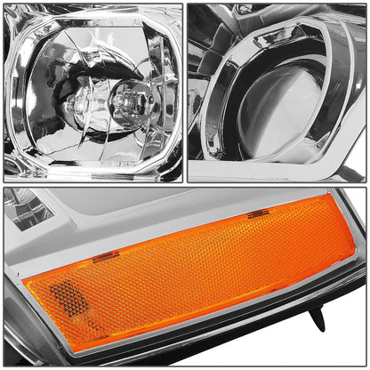 DNA MOTORING HL-HPL-CSA07-CH-AM LED DRL Sequential Turn Signal Projector Headlight Headlamps Compatible with 07-13 Avalanche, Chrome/Amber