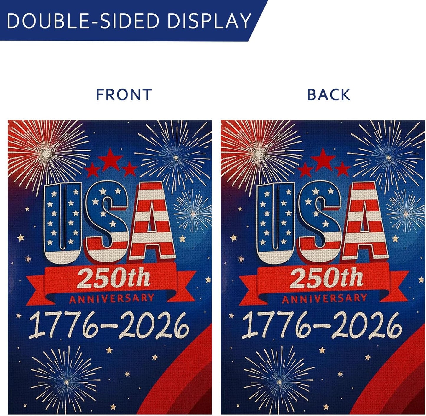 250th Anniversary USA Garden Flag - Double-Sided Waterproof Design | 12x18 Inch Patriotic Decor