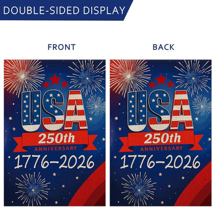 250th Anniversary USA Garden Flag - Double-Sided Waterproof Design | 12x18 Inch Patriotic Decor