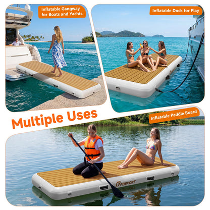 FBSPORT Inflatable Gangway for Boats Docks Yacht, Portable Non-Slip Floating Boarding Ramp with EVA Deck, Heavy Duty PVC Dock Bridge Platform, Floating Dock Gangway for Yacht Raft, 6.6ft