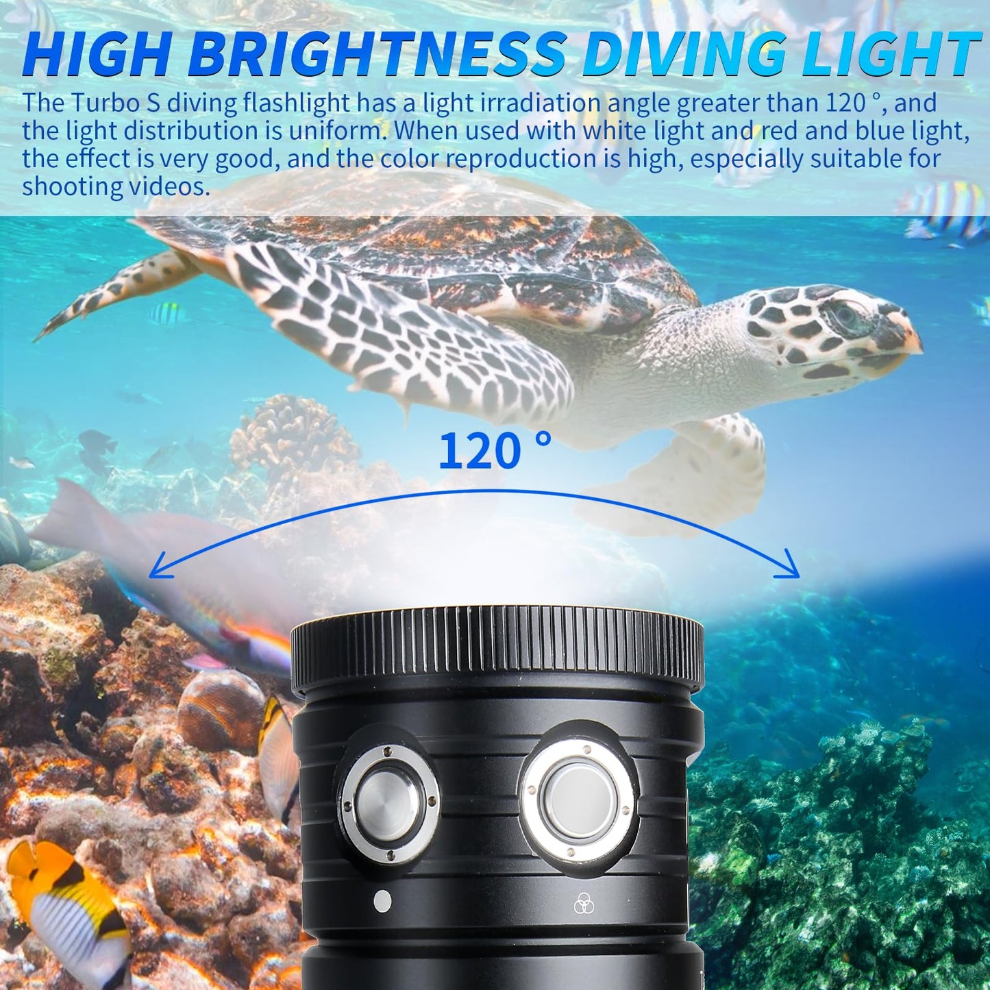 Dive Light,LetonPower TS S 10000Lumens 100m Underwater Video Light,Diving Flashlight,Waterproof Flashlight with Type-C Charging for Professional Under Water Sports