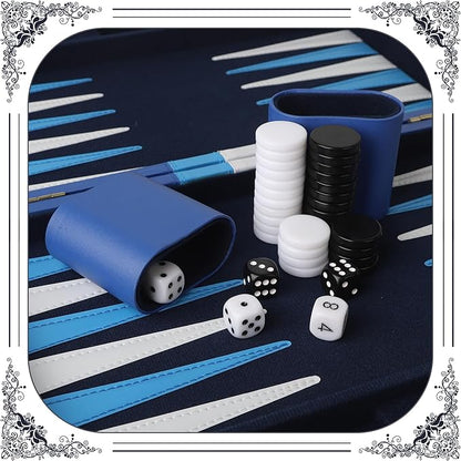 Froggod 15 inch Backgammon Sets for Adults - Classic Board Game for Adults - Portable Travel Backgammon Set for 2 Players - Perfect Adult Board Games for Gifts &amp Family Fun(Vivid Blue)