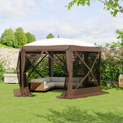 11.5x11.5FT Pop Up Canopy Tent, One-Push Setup Patio Gazebo with Removable Top & Wind Cloths, 6-Sided Outdoor Shelter for Camping, Backyard Parties, Events