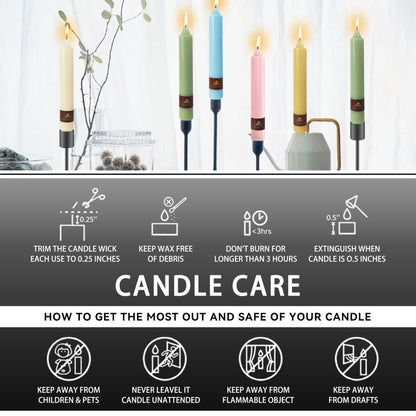 Black Halloween Taper Candles 4 Pack Hand-Poured 9 Inch Unscented Long Tapered Candles for Spooky Decor, Haunted Houses & Gothic Weddings - Clean Burning, Smokeless & Odorless