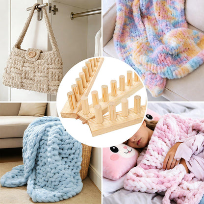 TISOFU 46" Chunky Blanket Loom, Large Wooden Loom Frame, Hand Knitting Kit for Adults Beginners, Adjustable Chunky Blanket Making Kit