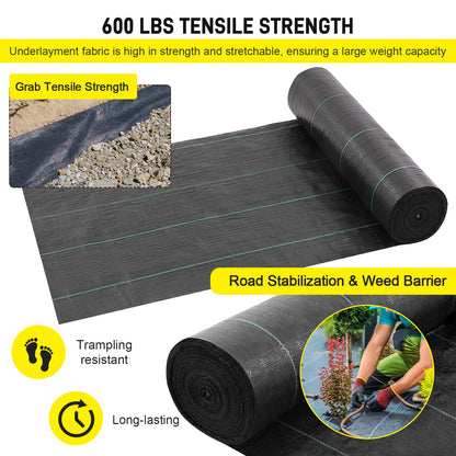 Driveway Fabric, 13x115 ft Commercial Weed Barrier, Heavy Duty 5oz French Drain Fabric for Erosion Control, Landscape Projects
