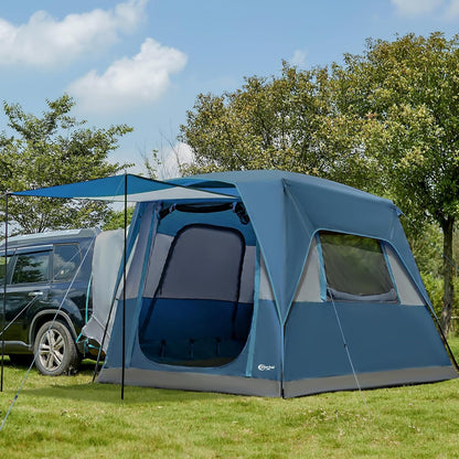 Portal 5-Person SUV Tent with Porch, Blue, Water-Resistant & Windproof, Spacious Car Camping Tent, Fits SUVs, MPVs, Vans & Pickups