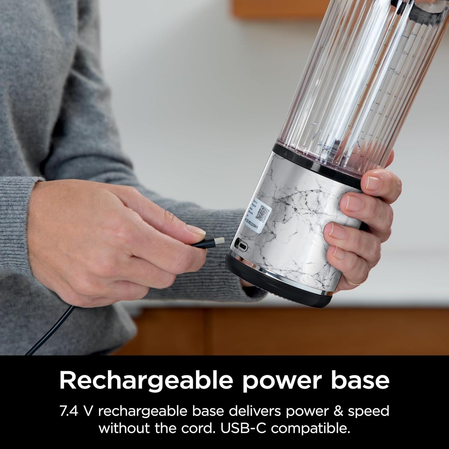 Ninja Blast Portable Blender - Cordless 18oz Personal Blender for Smoothies & Shakes | BPA-Free, USB-C Rechargeable, Marble White