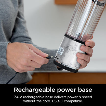 Ninja Blast Portable Blender - Cordless 18oz Personal Blender for Smoothies & Shakes | BPA-Free, USB-C Rechargeable, Marble White