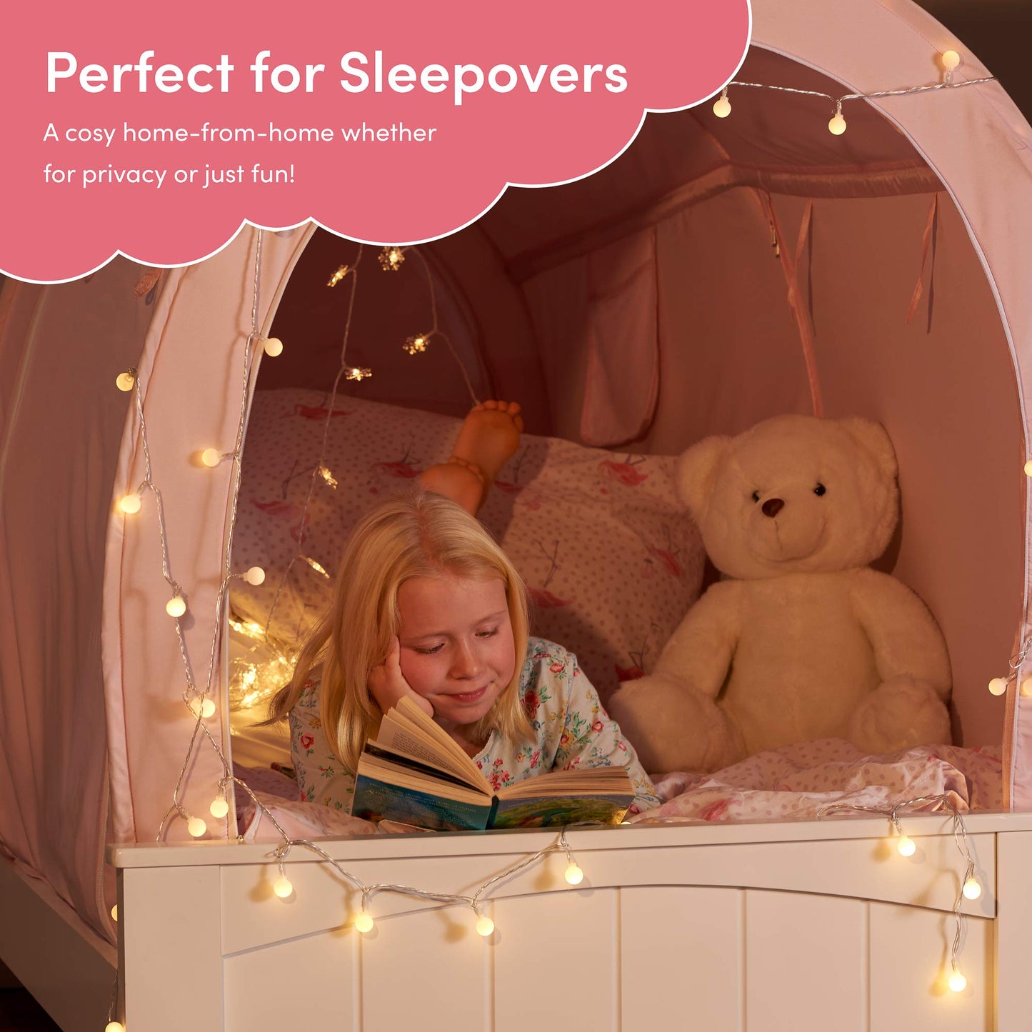 Snuggy Pod Bed Canopy – Pink (Twin Size) | Pop-Up Bed Tent | Sensory-Friendly Indoor Sleep Pod with Privacy & Light Blocking | Lightweight, Breathable & Foldable Design | Carry Bag Included