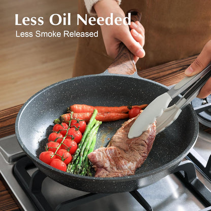SENSARTE Nonstick Frying Pan Skillet - Healthy 8-Inch Omelet Pan with Glass Lid | PFOA Free (Set of 2)