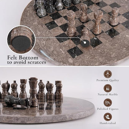 Marble Chess Set for Adults with Complementary Storage Box 15 Oceanic &amp Black Handmade Chess Board Game with 2 Extra Queens Unique Gift &amp Home Décor