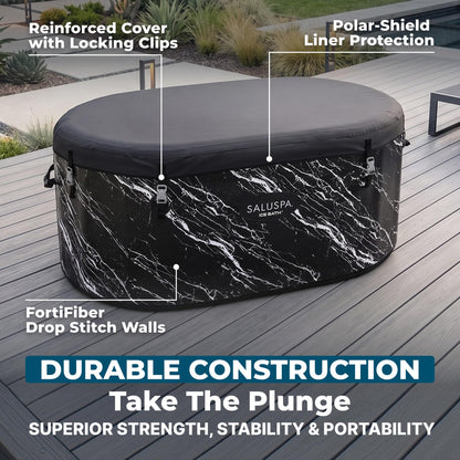 Bestway SaluSpa: Glacial Dip - Cold Plunge Inflatable Tub - 60x36x28, Black Marble, Ice Bath, FortiFiber, Polar Shield Year Round Use, Cover & Storage Bag