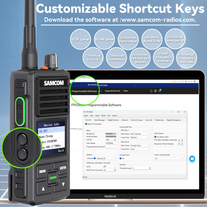 SAMCOM Digital Analog Dual Mode Radio, IP67 Waterproof DMR Walkie Talkie with Customised Radio's Name and ID, GPS, SMS Messaging, Group Call & Call Logs,Time Zone for Business Industrial Security