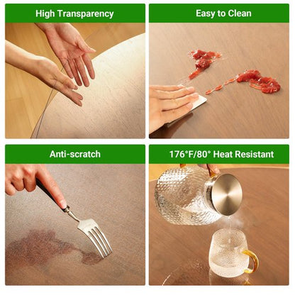 ETECHMART Clear Plastic Table Cover Protector Rectangle 36 x 60'', Thick Waterproof Transparent Table Protector for Dining Table, Non-Slip Heat Resistant Clear Desk Mat for Kitchen Office Desktop