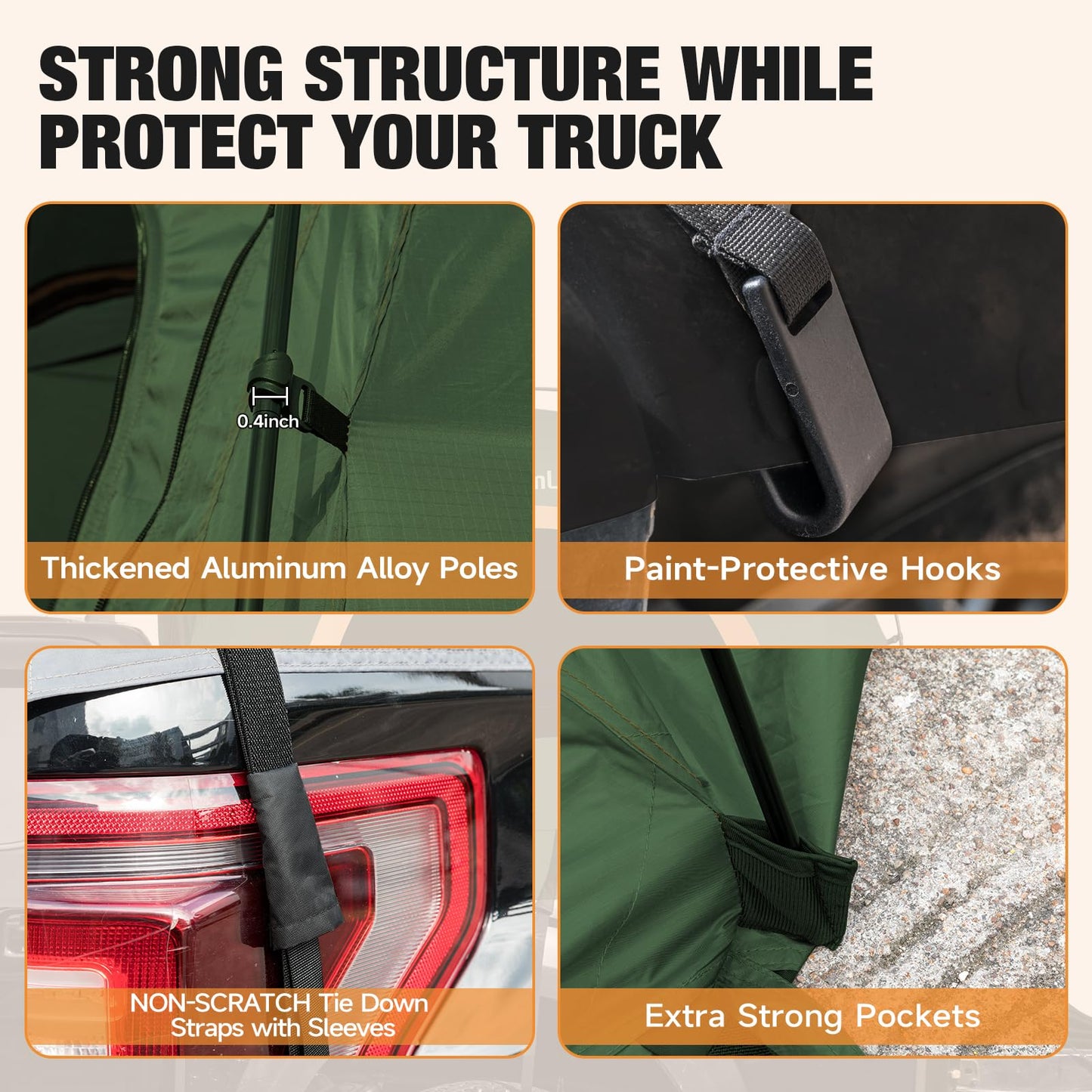 Truck Bed Tent 5.5' ~ 5.8', Upgrade Quick Setup Truck Tent for Camping, 3000mm Waterproof Pickup Truck Tent for 2 Person, Ford, GMC, Toyota, Chevy, Dodge, Nissan